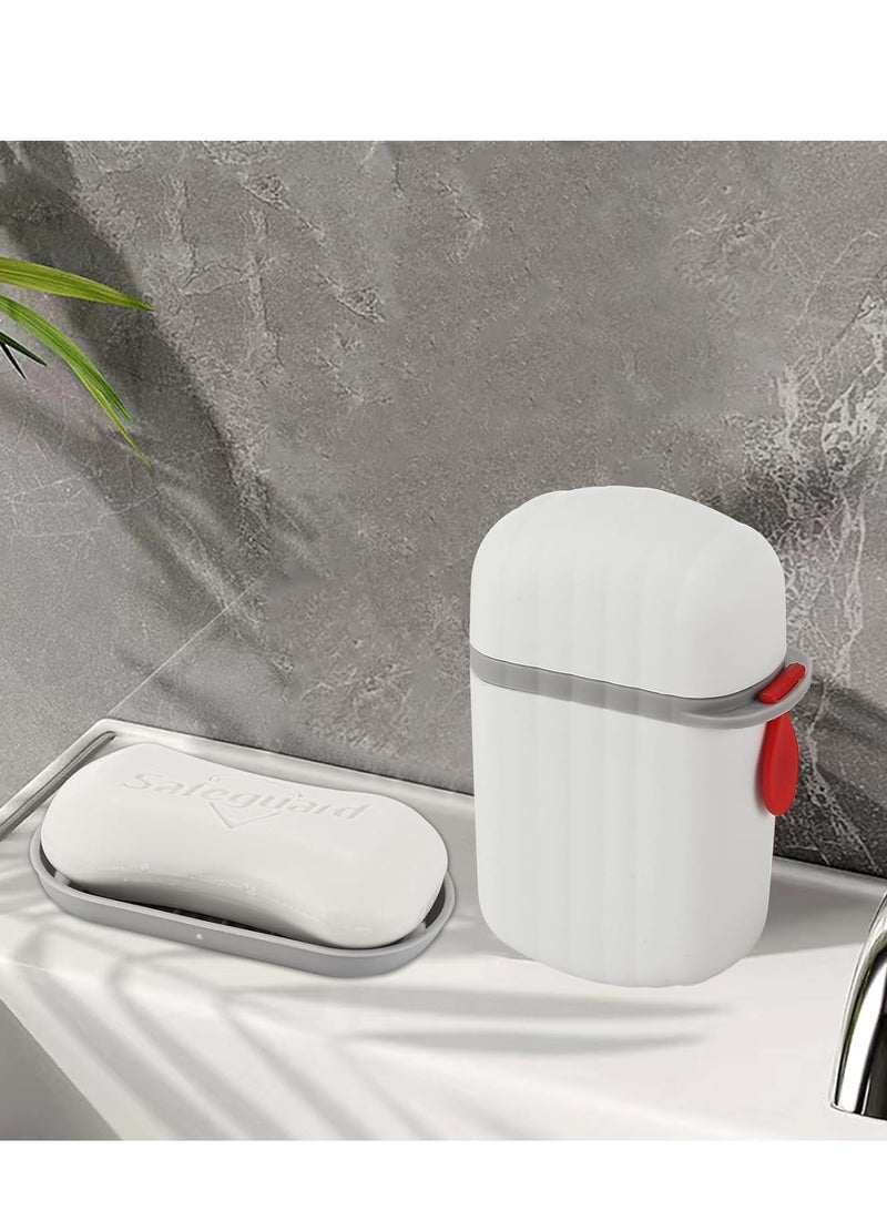 A small, reusable white plastic soap dish with a lid, perfect for the bathroom, gym, hiking, camping, and travel. - Image 4